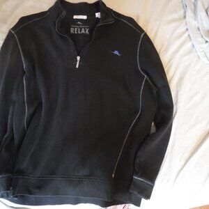 Tommy Bahama Mens XL Black 1/4 Zip Pullover Jacket